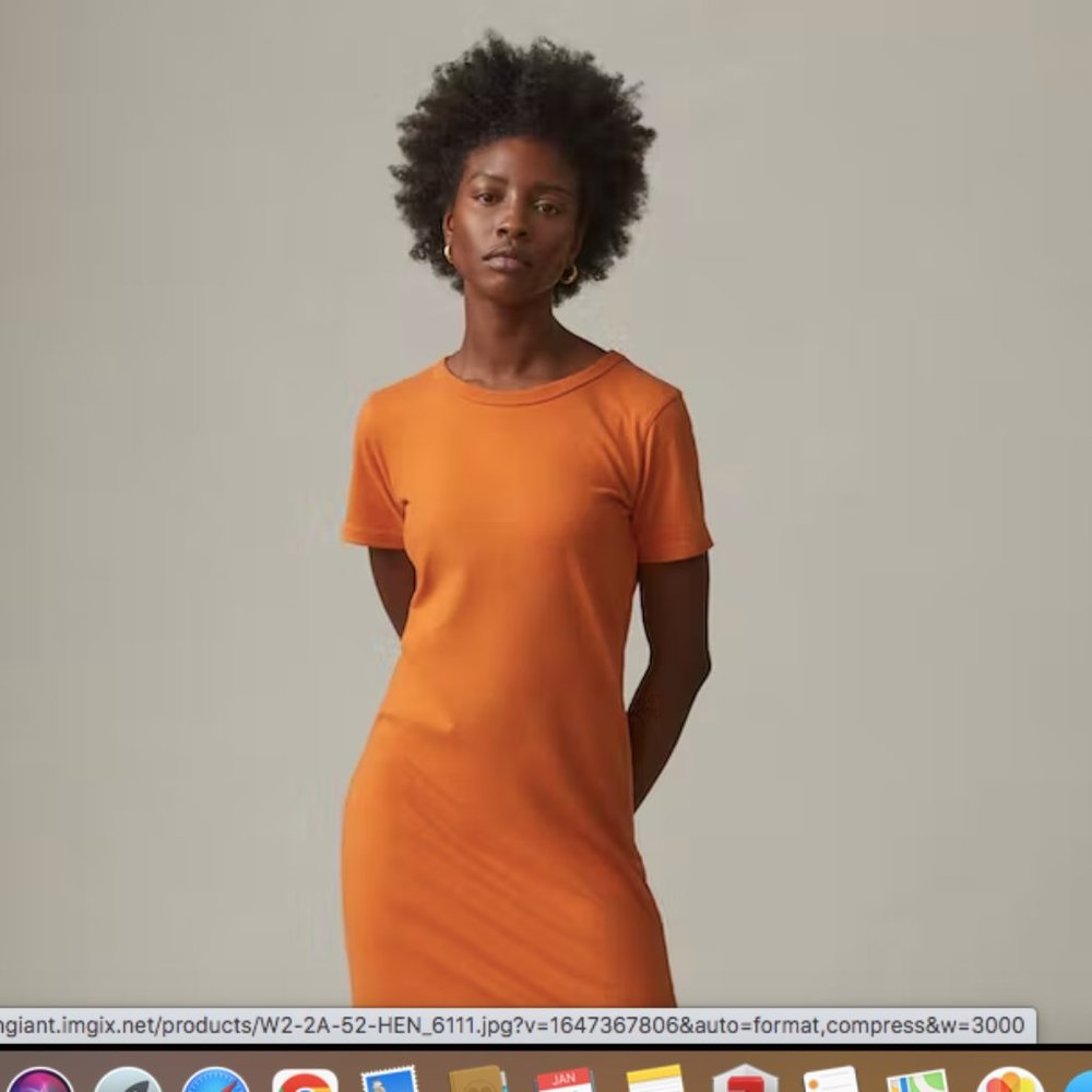 American Giant NWT Midi Tee Dress, L, Henna